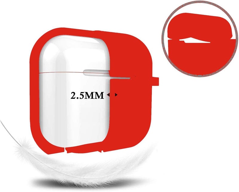 Cypher.V Protective Case Cover for Airpods Pro Charging Case with Ear Tips 1 Pair Kit, Air Pods Silicone Case with Soft Cute Ball Pom Pom Keychain Kit Together with Ear Buds Tips 2&1 (X, Red) - Image 4